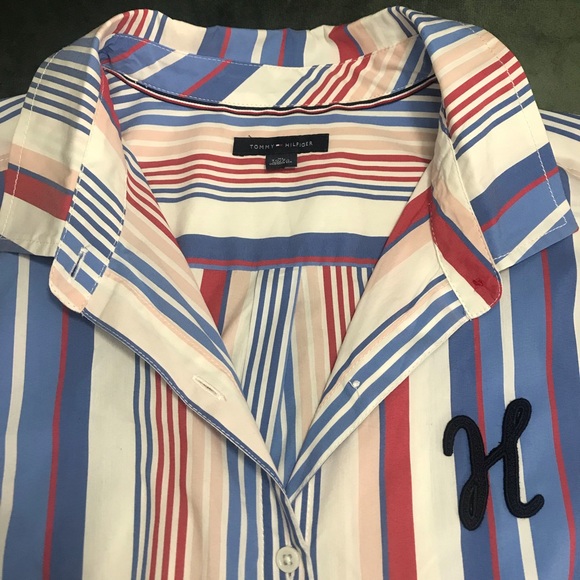 Button down Shirt Dress TOMMY HILFIGER Striped Belted Midi Dress XL Like new - Picture 10 of 16